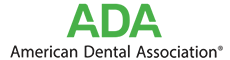 The image is a logo with the text  ADA  prominently displayed, indicating it is likely associated with an organization or institution related to dental care.